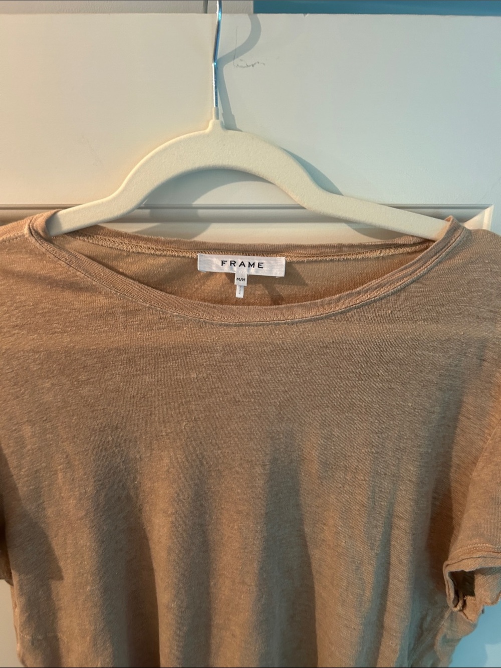 Frame Denim Short Sleeve Tee in Beige-Tan